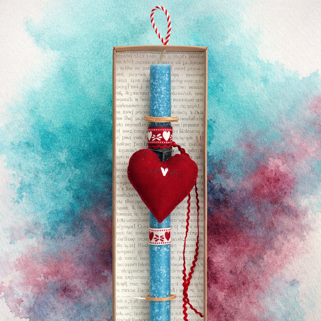 Λαμπάδα Καρδιά φελτ - Πετρόλ