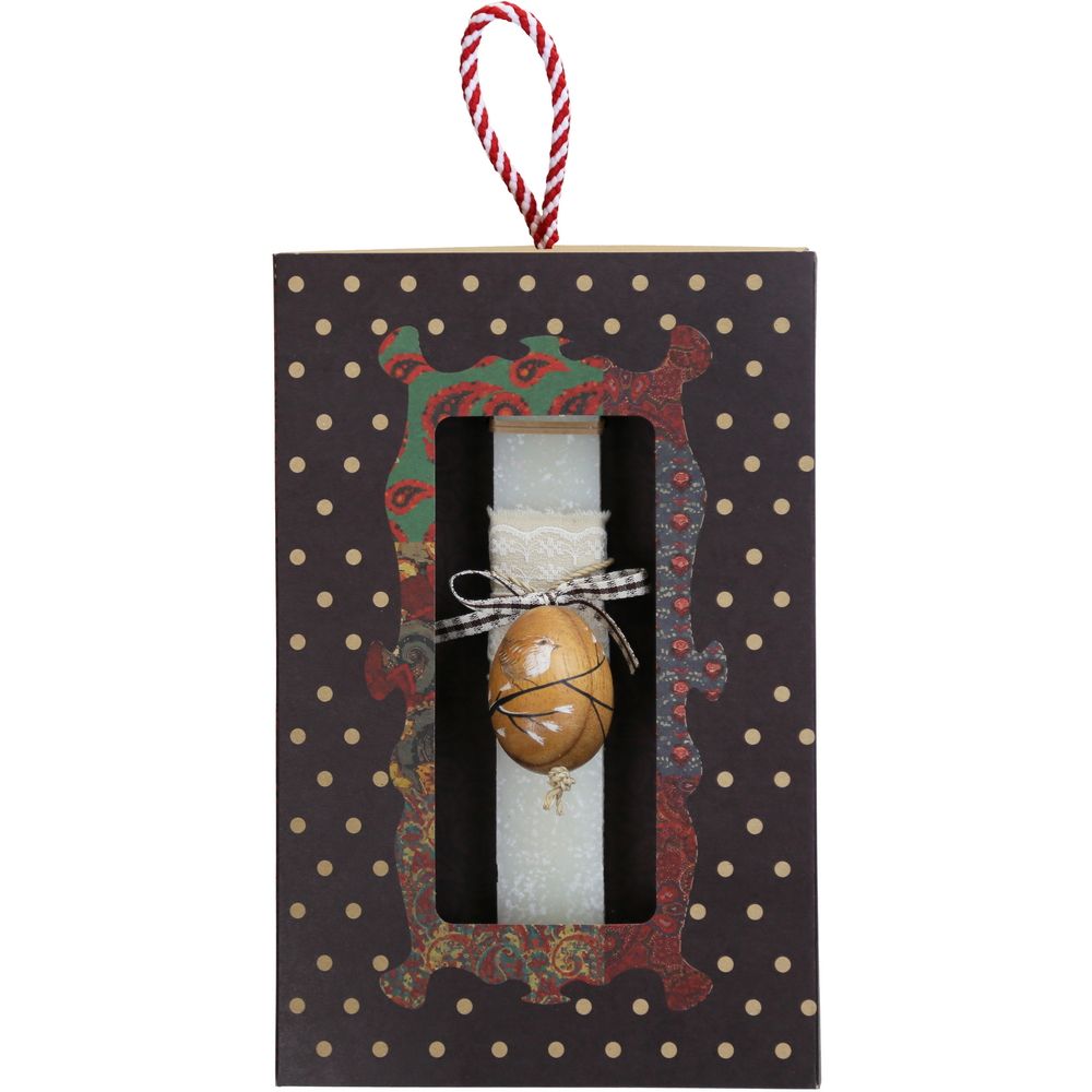 Λαμπάδα Αυγό ζωγραφισμένο πουλί - Κρεμ