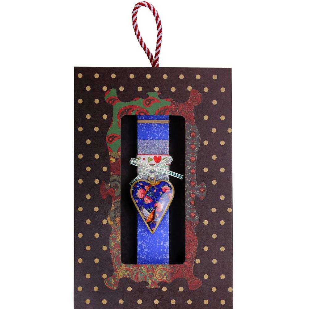 Λαμπάδα Καρδιά φλοράλ μικρή - μπλε