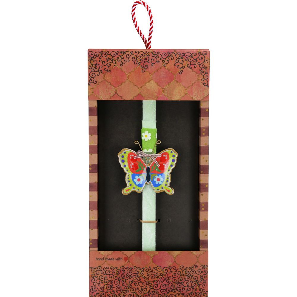 Λαμπάδα Πεταλούδα φλοράλ - Φούξια