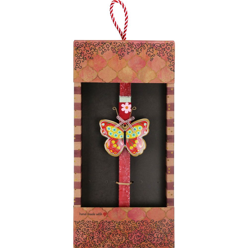 Λαμπάδα Πεταλούδα φλοράλ - Κοκκινη