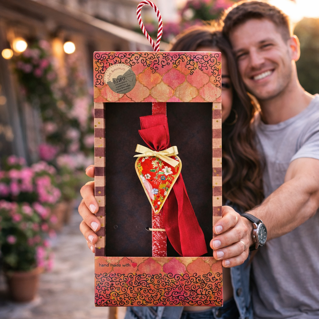 Λαμπάδα Καρδιά φλοράλ - Κόκκινη