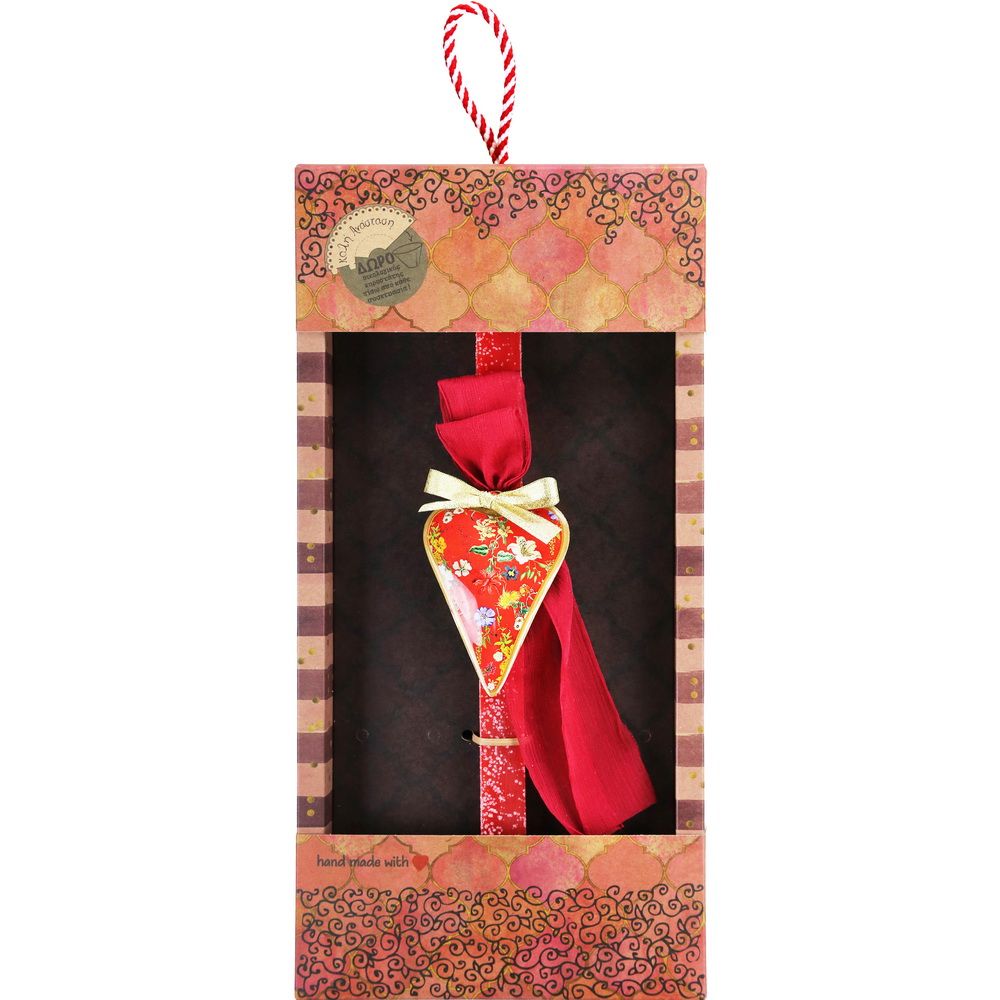 Λαμπάδα Καρδιά φλοράλ - Κόκκινη