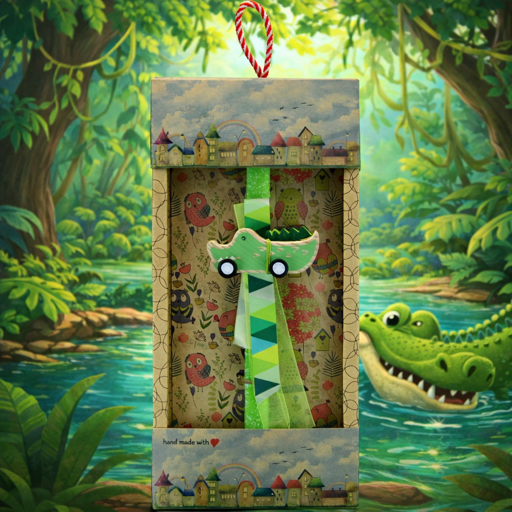 Λαμπάδα Ζωάκι με ρόδες ξύλινο - Κροκόδειλος