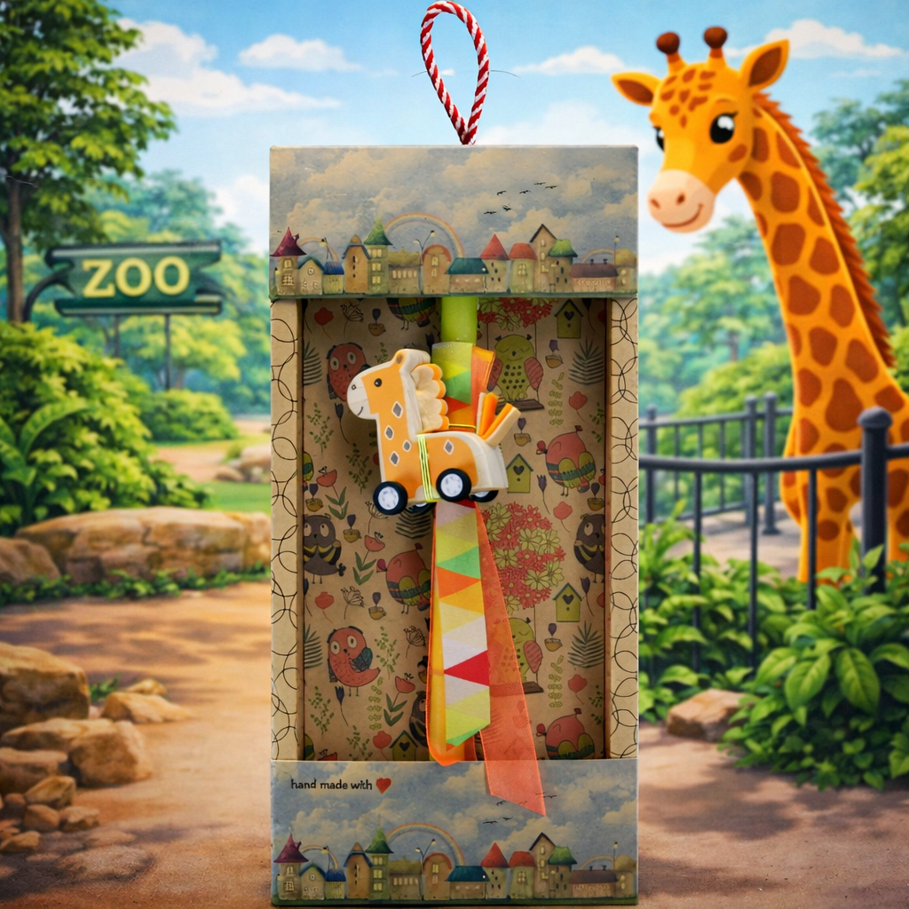 Λαμπάδα Ζωάκι με ρόδες ξύλινο - Καμηλοπάρδαλη