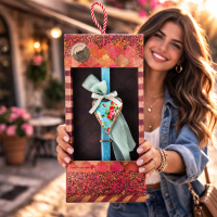 Φωτογραφία από Λαμπάδα Καρδιά φλοράλ - Τιρκουάζ