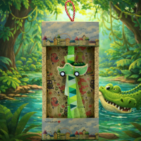 Φωτογραφία από Λαμπάδα Ζωάκι με ρόδες ξύλινο - Κροκόδειλος