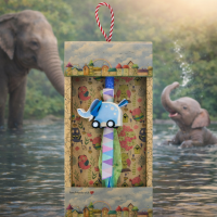 Φωτογραφία από Λαμπάδα Ζωάκι με ρόδες ξύλινο - Ελέφαντας