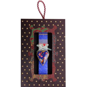 Λαμπάδα Καρδιά φλοράλ μικρή - μπλε