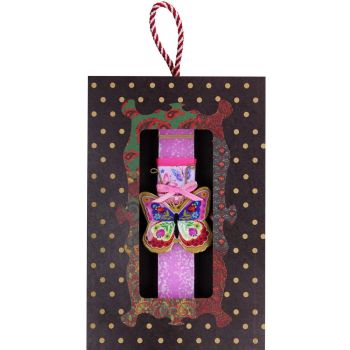 Λαμπάδα Πεταλούδα φλοράλ μικρή - ροζ