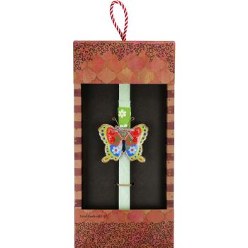 Λαμπάδα Πεταλούδα φλοράλ - Λαχανί