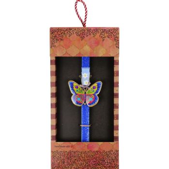 Λαμπάδα Πεταλούδα φλοράλ - Μπλε