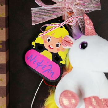 Ξύλινη Ετικέτα κορίτσι 7,5x6,5εκ.