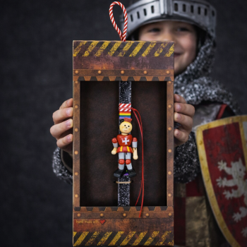 Λαμπάδα Ιππότης ξύλινος - Γκρι