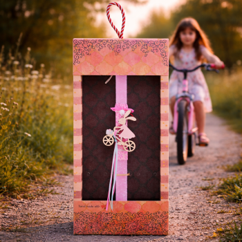 Λαμπάδα Κουνέλι σε ποδήλατο - Ροζ