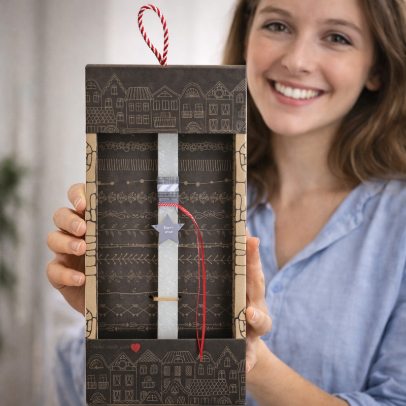 Λαμπάδα Αστεράκι Γκρι - Κρεμ Φωτογραφία από Λαμπάδα Αστεράκι Γκρι - Κρεμ