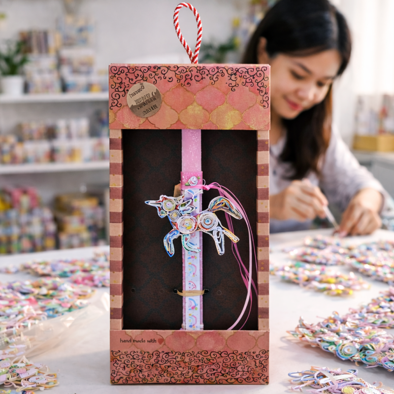 Φωτογραφία από Λαμπάδα Στολίδι χειροτέχνημα - Μονόκερος