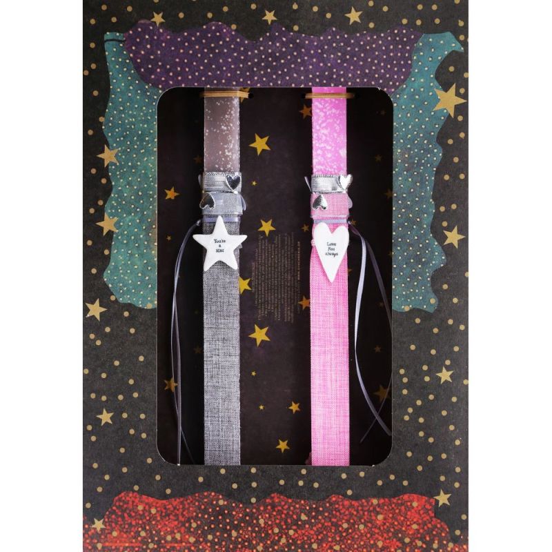 Φωτογραφία από Λαμπάδα (lg) Πορσελάνινο στολίδι για δύο - Αστέρι & Καρδιά