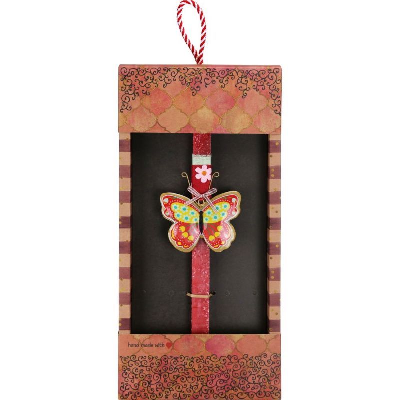 Φωτογραφία από Λαμπάδα Πεταλούδα φλοράλ - Κοκκινη