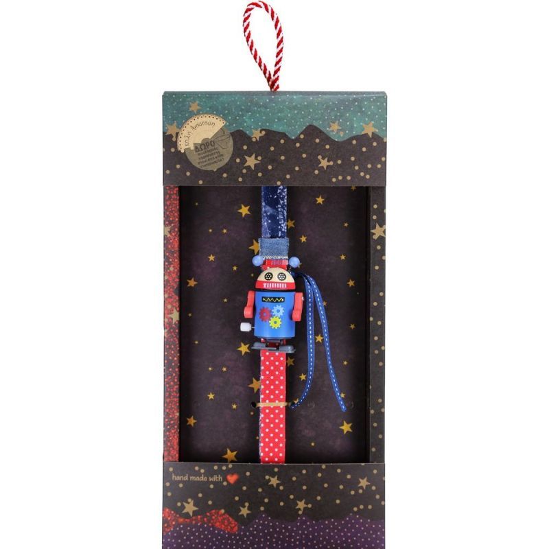 Λαμπάδα Ρομπότ ξύλινο κουρδιστό - Μπλε Φωτογραφία από Λαμπάδα Ρομπότ ξύλινο κουρδιστό - Μπλε