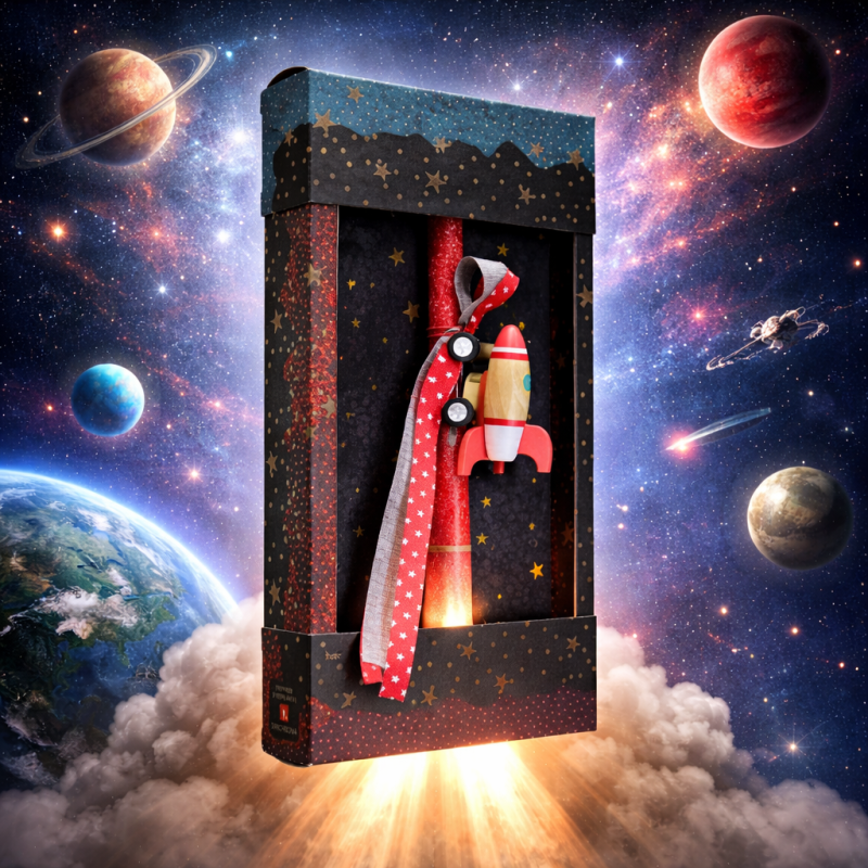 Φωτογραφία από Λαμπάδα Πύραυλος ξύλινος - Κόκκινο