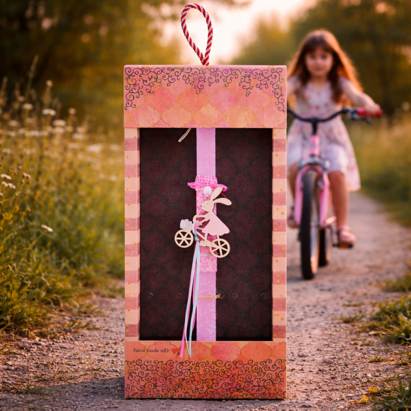 Φωτογραφία από Λαμπάδα Κουνέλι σε ποδήλατο - Ροζ